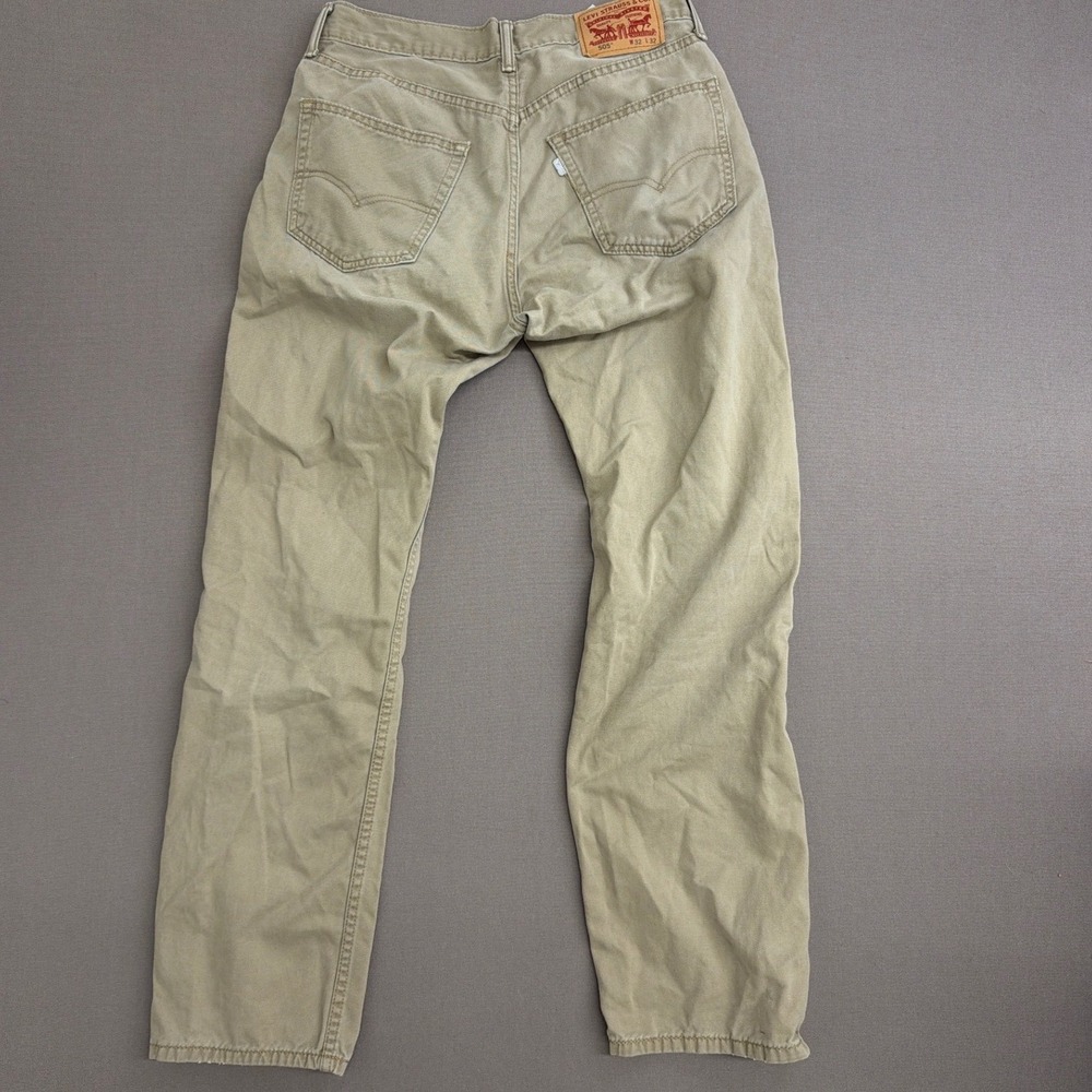 Levis 505 Regular Fit Khaki Tan Straight Leg Pants Mens 32x32 00505-1167